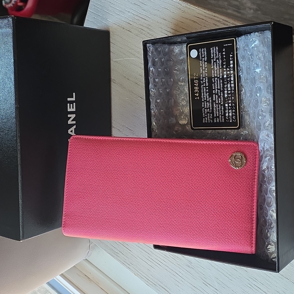 NEW Chanel Pink Leather Long Wallet!